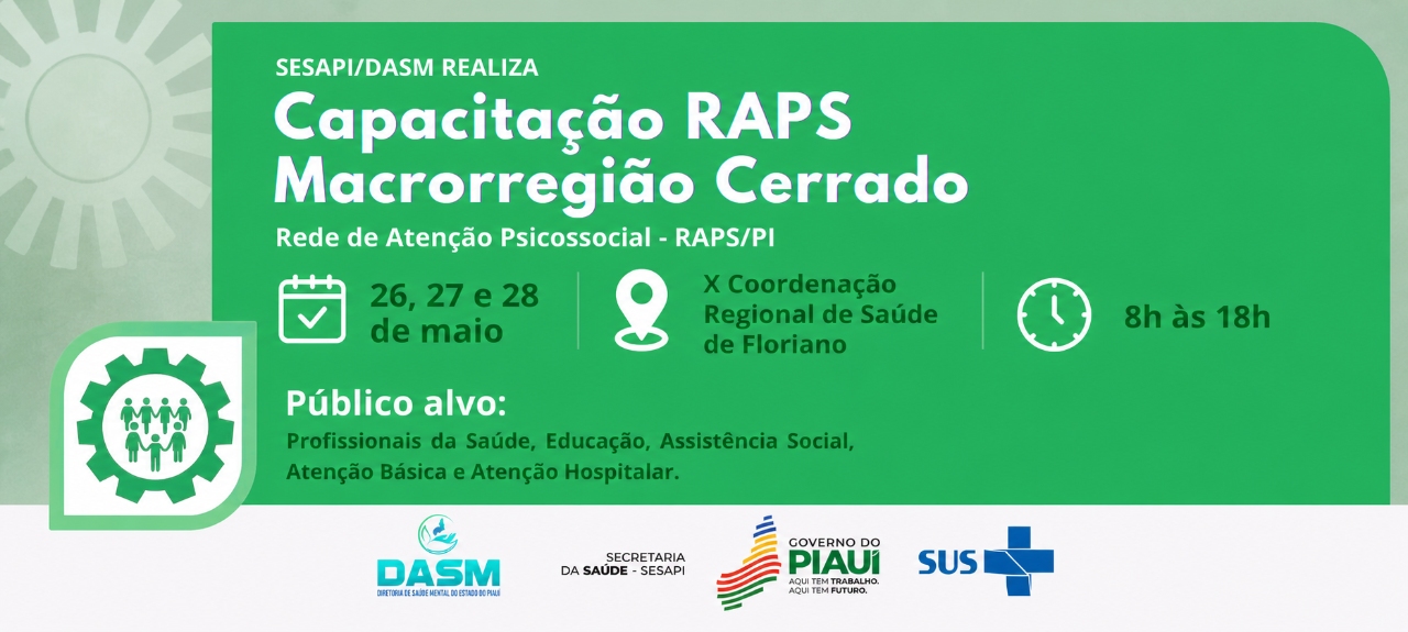 CURSO DE QUALIFICAÇÃO PARA REDE DE ATENÇÃO PSICOSSOCIAL-RAPS/ FLORIANO