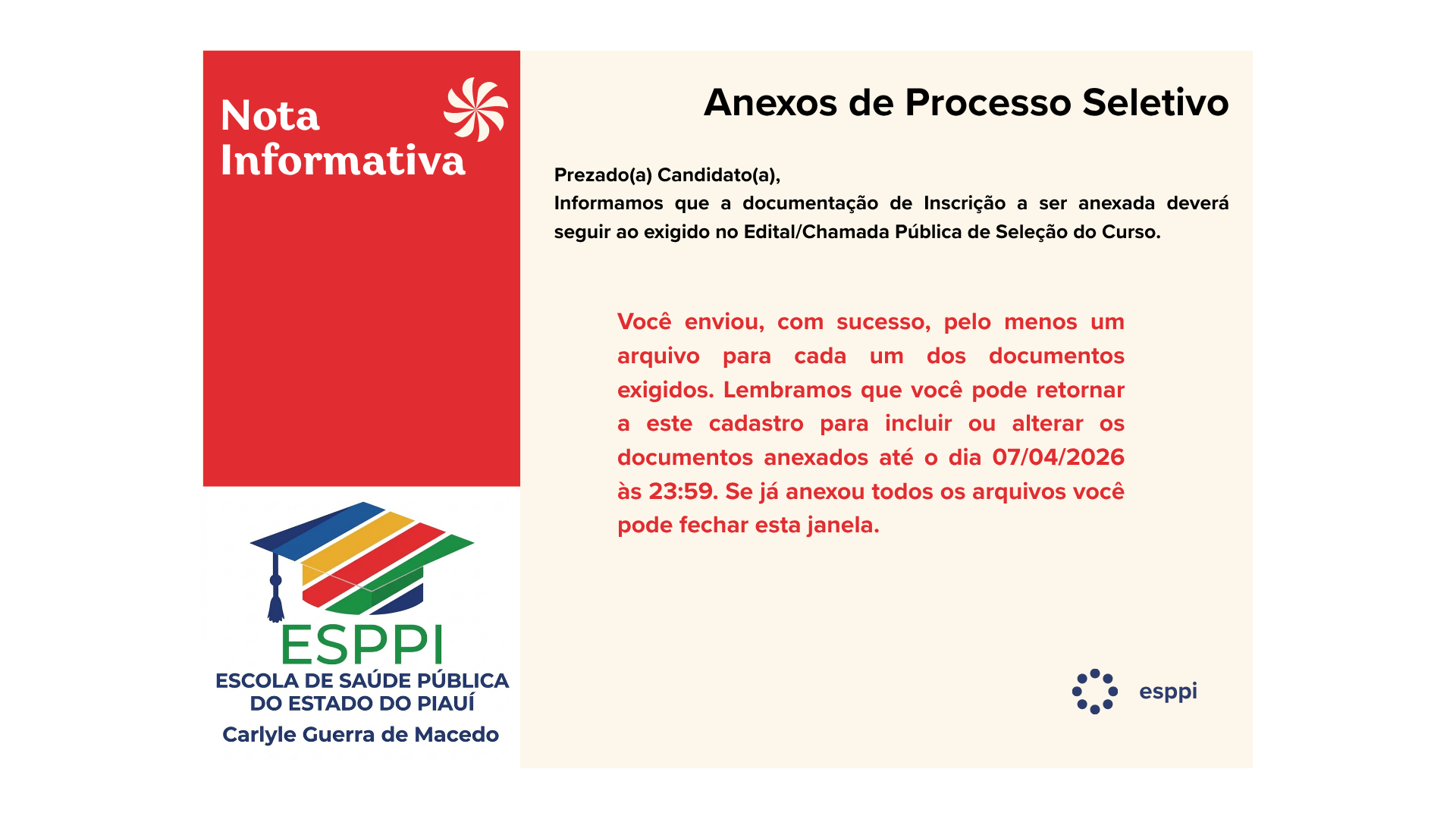 Prorrogação de prazo para inscrições de Seleção