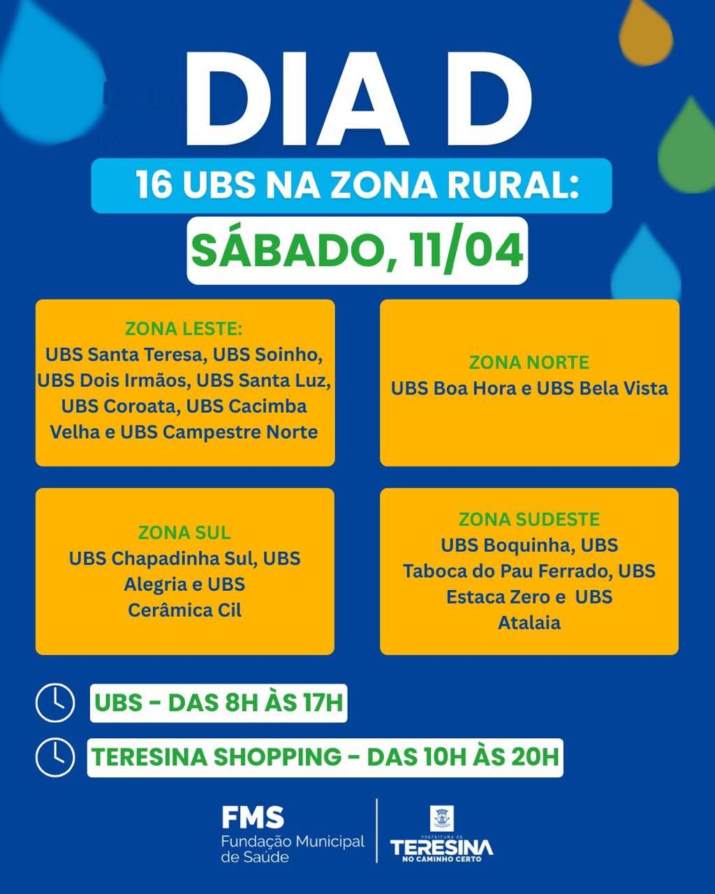 Cartaz da ação de vacinação do dia 11 de abril de 2026